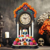 Day of The Dead Clock with LED Candle Lights & Skulls