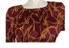 Dennis Basso Printed Charmeuse Tunic Self Belt Bordeaux, X-Small