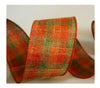 Kirkland Signature Orange Fall Plaid Autumn Ribbon Metallic Wire Edge 50 Yard Roll 2.5" Wide