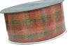 Kirkland Signature Orange Fall Plaid Autumn Ribbon Metallic Wire Edge 50 Yard Roll 2.5" Wide