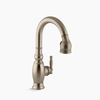 Single-hole or three-hole kitchen sink faucet with pull-down 15-1/8" spout and lever handle