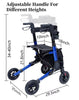 Henmnii Rollator All Terrain Aluminum Lightweight Walker with in Seat Blue