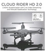 Cloud Rider HD 2 Quadrocopter Drone Live Streaming and Stabilization Black