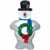 Gemmy Frosty the Snowman with Wreath 3.5 Ft Airblown Inflatable LED