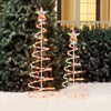 Holiday Time Light-Up Multi-color Spiral Christmas Trees 2-Pack (3 FT & 4 FT)