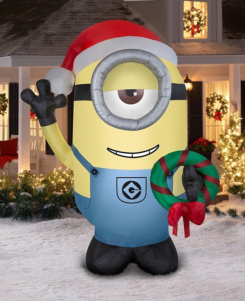 Airblown Inflatable Despicable Me Minion Stuart with Holiday Christmas ...